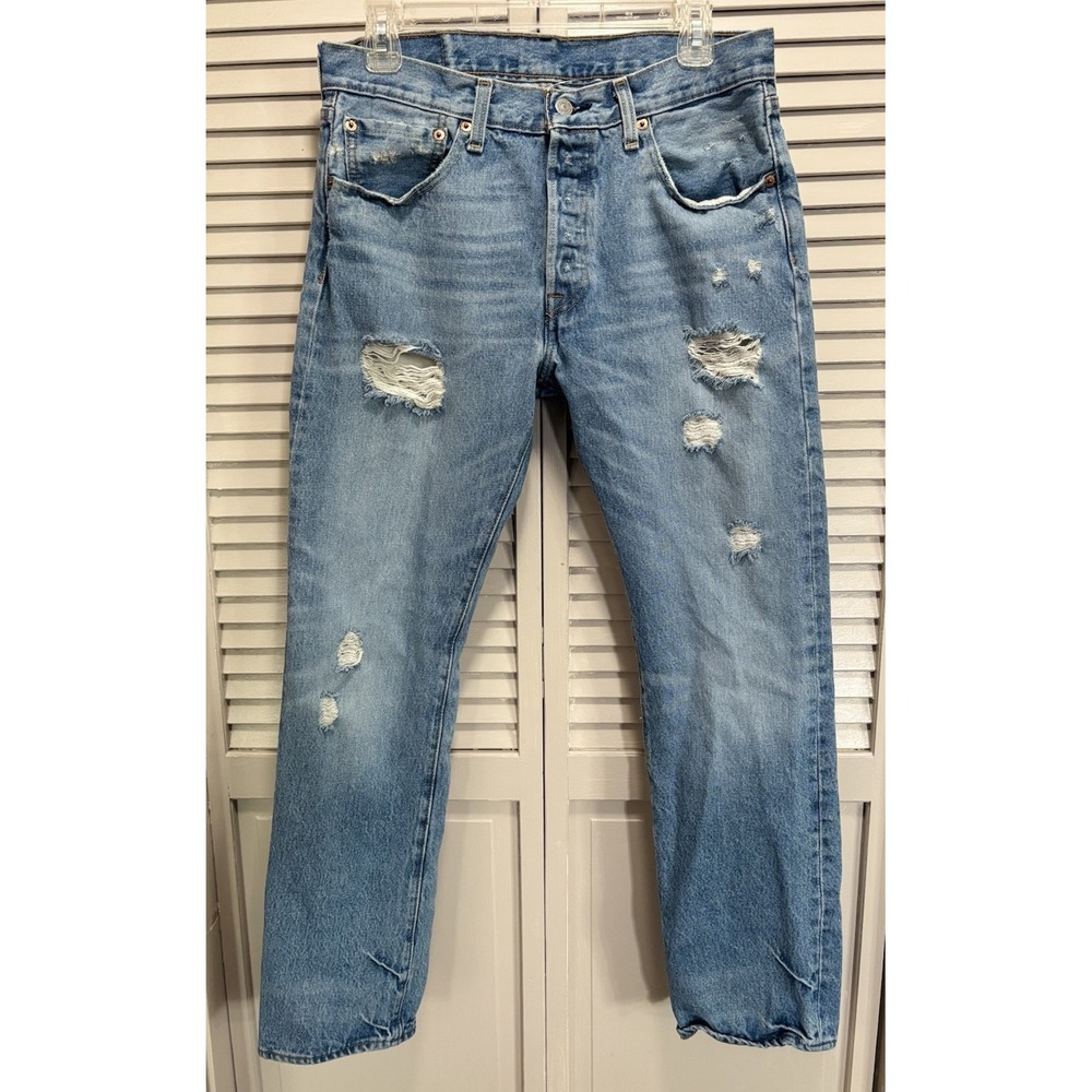 Levis 581 Light Wash Button Fly Logo‎ Straight Leg Size 31x30 Mid Rise Cotton
